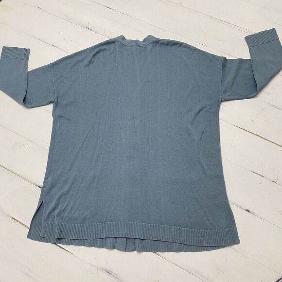 J Jill Women's XL Aqua Button Front Cardigan Sweater Cotton Blend 3/4 Sleeve - Picture 11 of 13